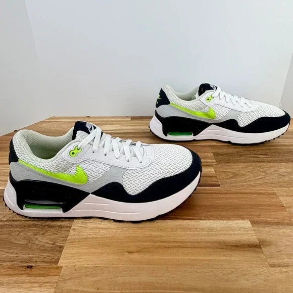 Nike Air Max System Sneakers White Volt‎ Black Athletic Shoes mens Size 9